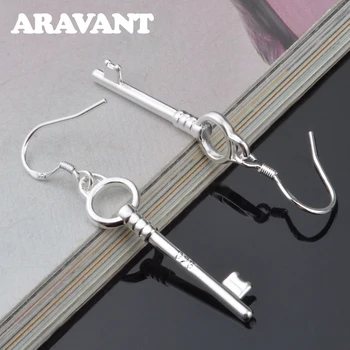 Aravant 925 сребърен ключ обеци за жените момичета Модни бижута подаръци