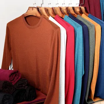 Brother Wang, мъжки вълнен пуловер с кръгло деколте, новост есента 2023, бизнес ежедневни класически стил, обикновен пуловер, марка дрехи