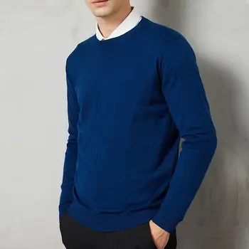 Brother Wang, мъжки вълнен пуловер с кръгло деколте, новост есента 2023, бизнес ежедневни класически стил, обикновен пуловер, марка дрехи