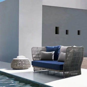 Градинска мебел от ратан, водоустойчив слънцезащитен диван, комбинирана мебел за почивка в двора
