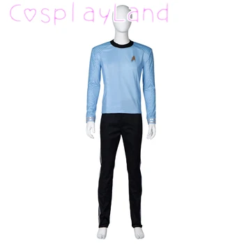 Звездата на странни нови светове Д-р М'Бенга Cosplay Костюм за възрастни мъже Синя униформа костюм Пълен комплект дрехи с емблемата на Хелоуин