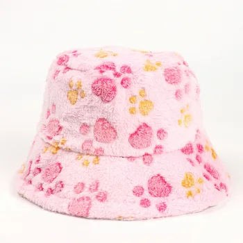 Зимна дамска шапка-кофа, плюшен топла шапка, модни леопардовая панама, дебела шапка, цветен клетчатая шапка от изкуствена кожа, с рибарска шапка, дропшиппинг