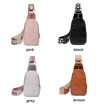 Кожена чанта-превръзка през рамото, жените многоцветен чанта-прашка с регулируема каишка, веганская реколта чанта-месинджър, универсални отличителни чанти