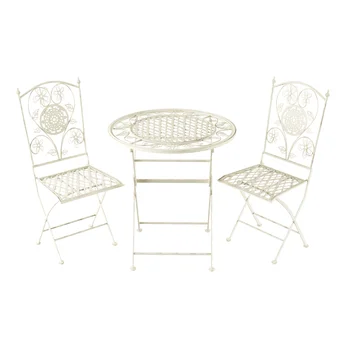 Луксозен Домашен Сгъваем Комплект за бистро - Маса и Столове от 3 теми с Решетка и Цветен дизайн - мебели за градината