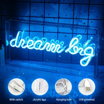 Мечта Голяма led неонова реклама с Акрилна низ характер лампа за подарък за рожден ден, Коледа, Бар, магазин, спалня, декор за детска стая, захранва от USB