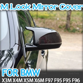 Модел от Въглеродни влакна, Черна капак на Страничните огледала, Капачки за BMW X3M F97 X4M F98 2019-2023 X5M F95 X6M F96 2020-2023