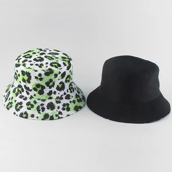 Модни двустранен панама с леопардовым принтом, панама рибар, хип-хоп шапка Боб, уводна част, улични слънчеви шапки за мъже и жени