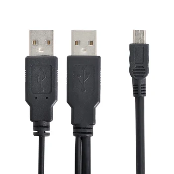 Нов съединител USB 2.0 + мини 5 пинов конектор OTG Data Power Y кабел-сплитер за мобилен твърд диск HDD