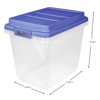 Обем 32 Кв.. Прозрачен пластмасов контейнер за съхранение на синята висока капак, 6 опаковки