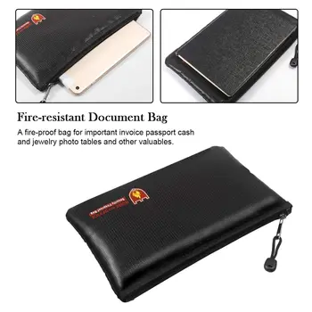 Огнеупорни Чанти за документи, Водоустойчив и Огнеупорна чанта с Огнеупорни цип за iPad, Пари, Бижута, Паспорт, Съхранение на документи