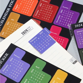 Стикер с календара на 2024 година, месечната плановик, организатор за водене на записки, дневник, планер, маркери, етикети, етикети, офис консумативи