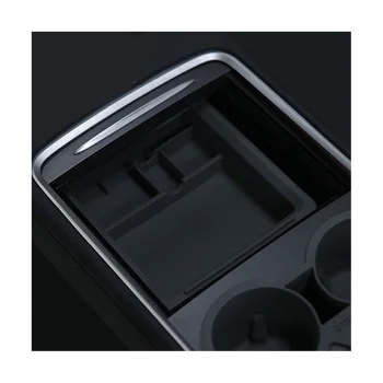Черен органайзер за централната конзола, организатор за централна подлакътник, централна скрит чекмедже за съхранение на Tesla, модел 3, модел Y