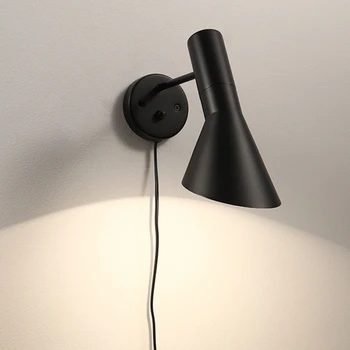 Черно AJ plug монтиран на стената лампа Дневна Спалня нощни Арне Якобсен, с монтиран на стената лампа, Таванско помещение Индустриален дизайнер минималистичен, с монтиран на стената лампа